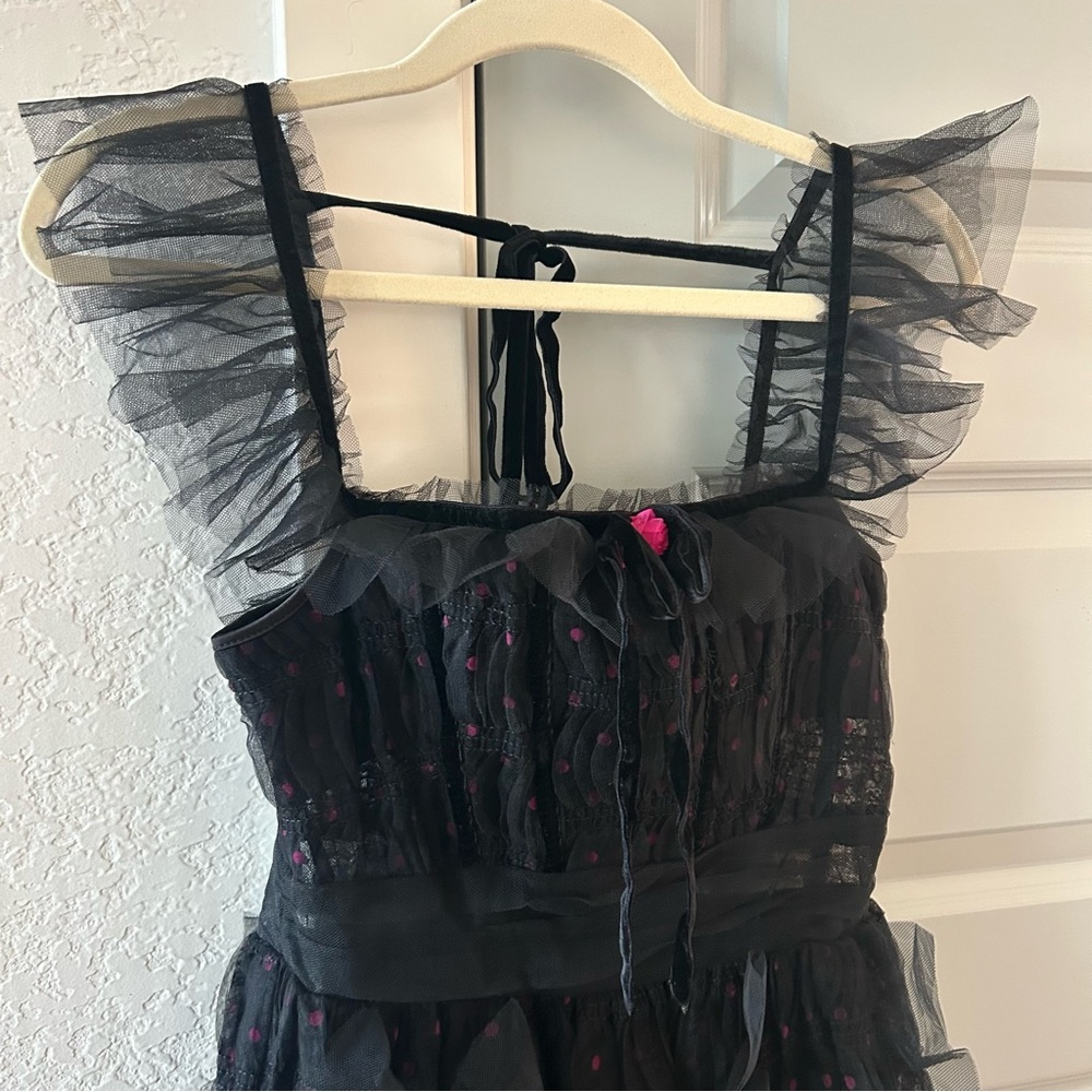 NWT For Love & Lemons Janelle Tulle Ruffle Polka Dot Maxi Dress - Picture 4 of 8